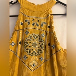 High neck yellow mid dress
